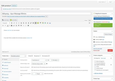 Ayurveda Mandala appointment booking product configuration