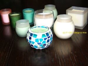 A range of different Soy wax candles;