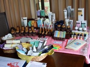 a display of World Organic Skin Care products;