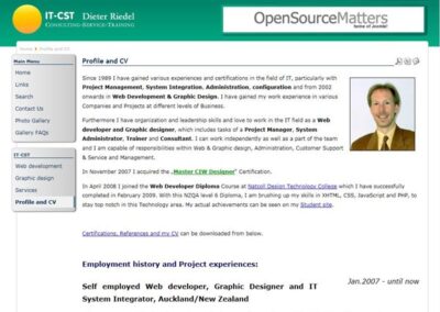 IT-CST 1.0 Profile and CV page;