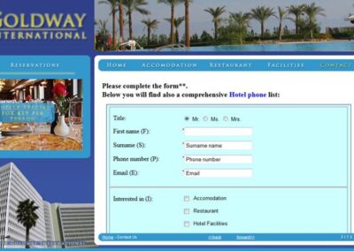 Goldway International Contact Us page with validating form;