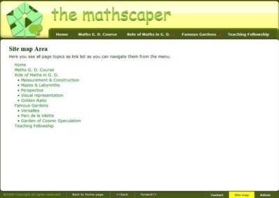 the mathscaper site map page