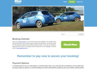 Blue Cars original Rentals page