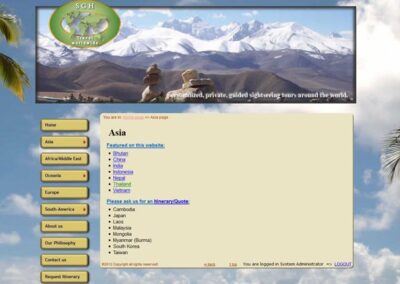 SGH Travel Asia page lists all possible destinations;