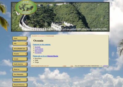 SGH Travel Oceania page lists all possible destinations;