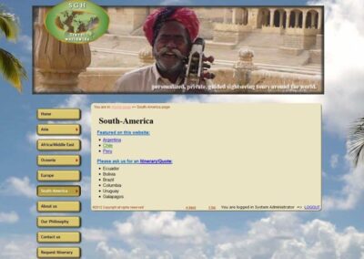 SGH Travel South America page lists all possible destinations;
