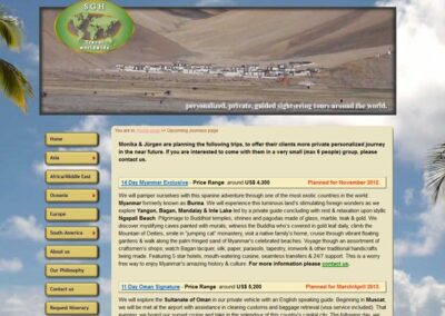 SGH Travel Upcomming journeys page keeps visitors informed about planned tours;