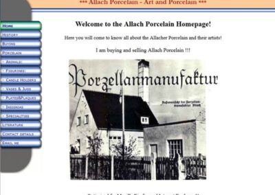 Allach Porcelain Home page with dynamic three state navigation;