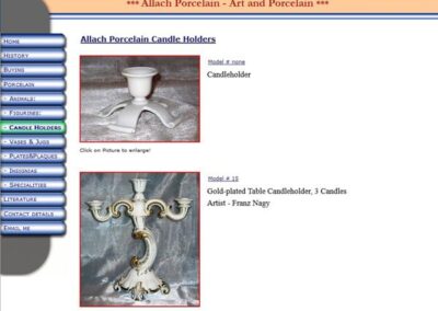 Allach Porcelain Candle Holders page;