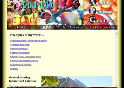 Anando ArtAttack APC page displaying art work;