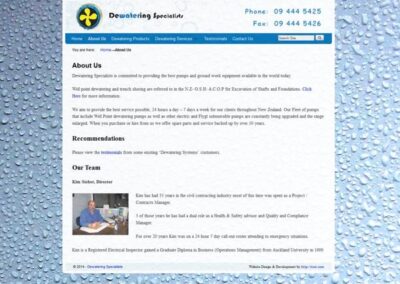 Dewatering Specialists About Us page;