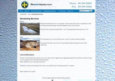 Dewatering Specialists Dewatering services page;