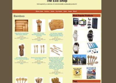 The Eco Shop Bamboo products category page;