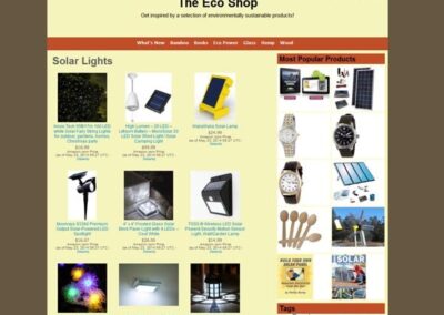 The Eco Shop Eco Power Solar Lights products category page;